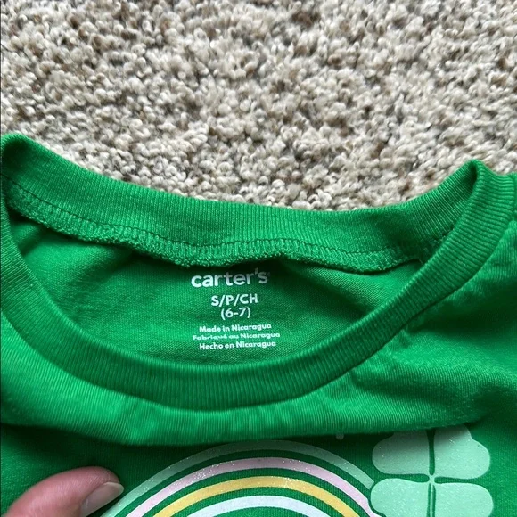 2 - Carters girls size small hot chocolate candy cane & St Patrick's shirts - Picture 3 of 5